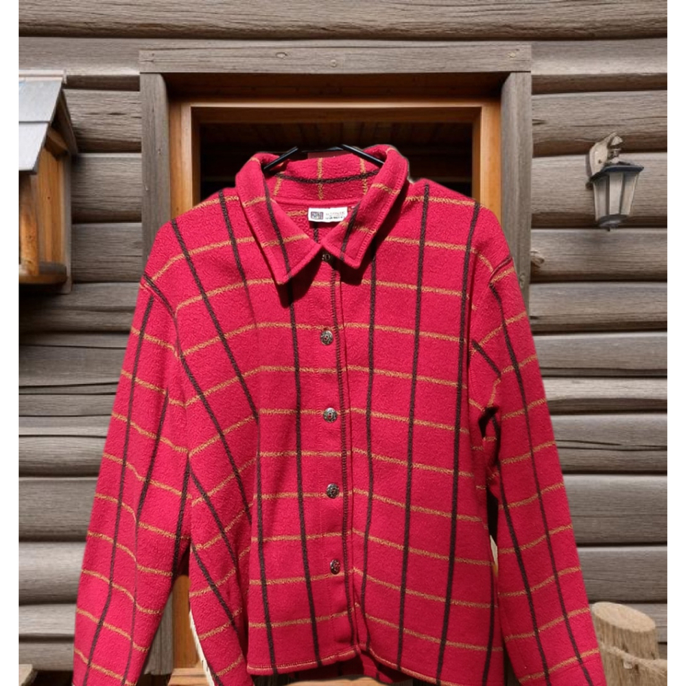 Faded Glory Button Down Fleece Jacket Red Size XL